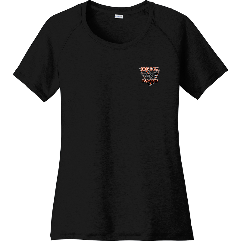 Biggby Bombers Ladies PosiCharge Tri-Blend Wicking Scoop Neck Raglan Tee